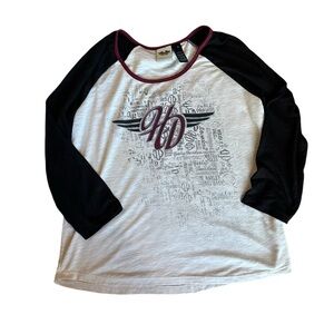Harley Davidson Women’s 3/4 Sleeve Burnout HD Logo Motorcycle Tee Shirt Size XL